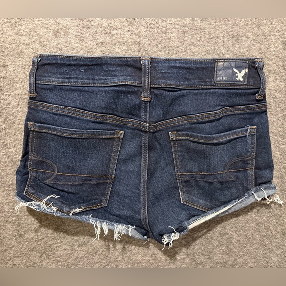 American Eagle Hi Rise Cheeky Shortie Jean Shorts Womens 6 blue Micro Mini Denim - Picture 2 of 9